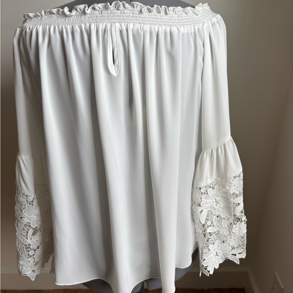 Joseph Ribkoff Pull On or Off The Shoulder Lace Top